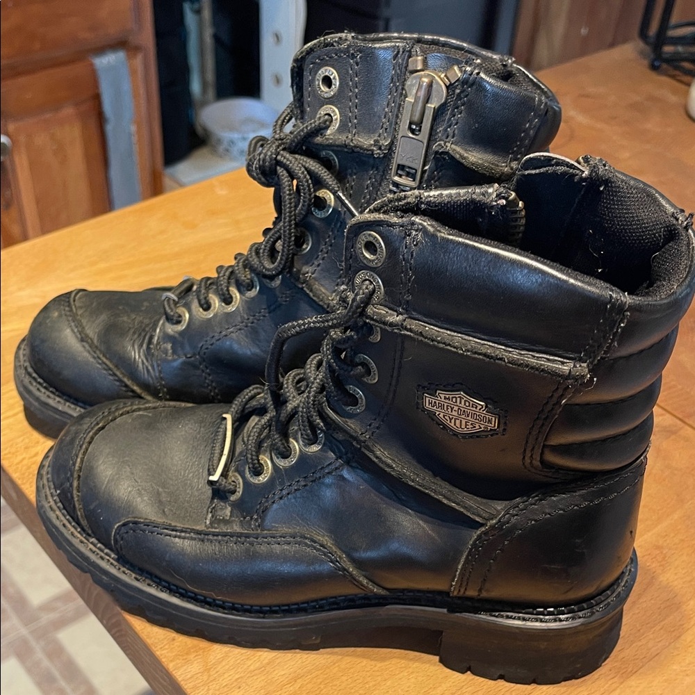 Harley-Davidson Black Leather Ankle Boots